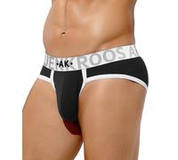 Arjen Kroos Men's Cotton Underwear Briefs Soft Underpants Sport Breathable Slips Low Rise Anti-chafing Hipster Pants,Black-W,M