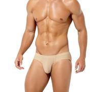 Arjen Kroos Men's Ice Silk Briefs Underwear Sexy Mesh Pouch Underpants Silky Touch Pants Low Rise Breathable Slips with Soft Stretch Waistband,khaki,M