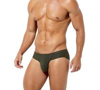 Arjen Kroos Men's Ice Silk Briefs Underwear Sexy Mesh Pouch Underpants Silky Touch Pants Low Rise Breathable Slips with Soft Stretch Waistband,Army green,S