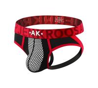 Arjen Kroos Men's Jockstrap Sexy Mesh Jock Strap Athletic Supporter Underwear Low Rise Briefs Red-XL