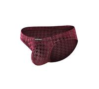 Arjen Kroos Men's Lace Sexy Underwear Mesh Bikini Briefs See-through Pouch Underpants Breathable Novelty Underwear Red,L