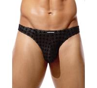 Arjen Kroos Men's Lace Sexy Underwear Mesh Bikini Briefs See-through Pouch Underpants Breathable Novelty Underwear Black,M