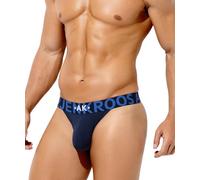 Arjen Kroos Men's Sexy Low Rise Thongs Underwear Bulge Pouch G-Strings Brief Tagless T-Back Bikini Blue-S