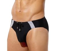 Arjen Kroos Men's Swim Briefs Elastic Drawstring Board Surf Swimsuits Quick Drying Color Clash Bikini Bottom Swimwear XXL,Black