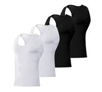 Arjen Kroos Men's Workout Tank Top 4 Pack Muscle Sleeveless Gym Shirts Activewear Slimming Vest Undershirts,Black*2/White*2,XXL