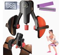 ARJEOU Thigh Master Inner Thigh Exerciser 0-110 lbs Adjustable Resistance, Thigh Trainer Pro Kegel Trainer with Leg Straps, Women Men Pelvic Floor Exerciser Hip Trainer Thigh Toner (Black)
