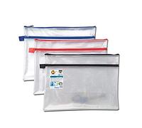 ARK 12 X A4+ Twin Pocket Tuff Bag School Waterproof Storage Strong Pencil Pen Case Zip Wallet (360x 260mm)