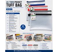 Ark 12Xa5 Twin Pocket Tuff Bag School Storage Strong Pencil Pen Case Zip Wallet (230X 180mm)