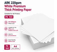 Ark 220Gsm White Premium Thick Printing Paper Suitable For All Printers (A4 (100 Sheets))