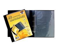 ARK A3 Deluxe Portrait 4-D Ring Binder Folder File Art Black Presentation Portfolio + 10 Sleeves (B)