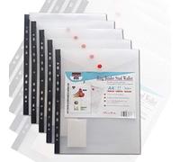 ARK A4 Polypropylene Popper Wallet with Press Stud - Clear [PK-5] (Portrait - 36868)