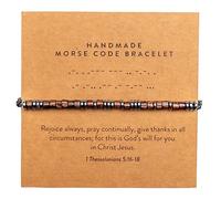 ARK & BAY Christian Morse Code Bracelet | Handmade Adjustable Custom Bible Verse Bracelets For Women & Men | Religious Faith Scripture | Catholic Beaded Jewelry Gift For Encouragement, Inspirational
