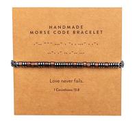 ARK & BAY Christian Morse Code Bracelet | Handmade Adjustable Custom Bible Verse Bracelets For Women & Men | Religious Faith Scripture | Catholic Beaded Jewelry Gift For Encouragement, Inspirational