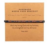 ARK & BAY Christian Morse Code Bracelet | Handmade Adjustable Custom Bible Verse Bracelets For Women & Men | Religious Faith Scripture | Catholic Beaded Jewelry Gift For Encouragement, Inspirational
