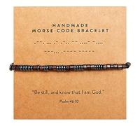 ARK & BAY Christian Morse Code Bracelet | Handmade Adjustable Custom Bible Verse Bracelets For Women & Men | Religious Faith Scripture | Catholic Beaded Jewelry Gift For Encouragement, Inspirational