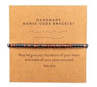 ARK & BAY Christian Morse Code Bracelet | Handmade Adjustable Custom Bible Verse Bracelets For Women & Men | Religious Faith Scripture | Catholic Beaded Jewelry Gift For Encouragement, Inspirational