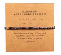 ARK & BAY Christian Morse Code Bracelet | Handmade Adjustable Custom Bible Verse Bracelets For Women & Men | Religious Faith Scripture | Catholic Beaded Jewelry Gift For Encouragement, Inspirational