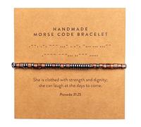 ARK & BAY Christian Morse Code Bracelet | Handmade Adjustable Custom Bible Verse Bracelets For Women & Men | Religious Faith Scripture | Catholic Beaded Jewelry Gift For Encouragement, Inspirational