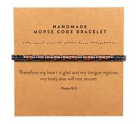 ARK & BAY Christian Morse Code Bracelet | Handmade Adjustable Custom Bible Verse Bracelets For Women & Men | Religious Faith Scripture | Catholic Beaded Jewelry Gift For Encouragement, Inspirational