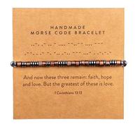 ARK & BAY Christian Morse Code Bracelet | Handmade Adjustable Custom Bible Verse Bracelets For Women & Men | Religious Faith Scripture | Catholic Beaded Jewelry Gift For Encouragement, Inspirational