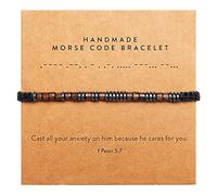 ARK & BAY Christian Morse Code Bracelet | Handmade Adjustable Custom Bible Verse Bracelets For Women & Men | Religious Faith Scripture | Catholic Beaded Jewelry Gift For Encouragement, Inspirational