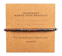 ARK & BAY Morse Code Bracelet | Handmade Custom Morse Code Bracelets For Women, Men | Christian Bracelet, Religious Bracelet, Catholic Bracelet, Christian Gift, One Size, Wood Hematite, no gemstone
