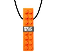ARK Brick Stick, Chew Necklace for Sensory Kids and Adults, Oral and Hand Fidget for Autism, ADHD, SPD, Anxiety, Medical-Grade Textured Chew Necklace, XXT, Very Firm, Orange