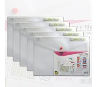 ARK Carry File Popper Wallet File with Press Stud Closure [Pack of 5] (Clear, A4)