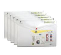 ARK Carry File Popper Wallet File with Press Stud Closure [Pack of 5] (Clear, Foolscap)