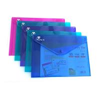 ARK Carry File Popper Wallet File with Press Stud Closure [Pack of 5] (Electra Assorted, A5)