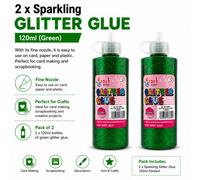 ARK CRAFT 2 X Sparkling Green Glitter Glue - 120Ml