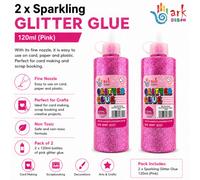 ARK CRAFT Arkcraft 2 X Ark's Sparkling Glitter Glue-120Ml- (Pink)