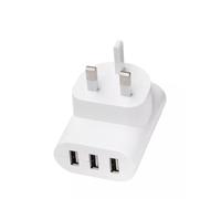 ark future 3-Port USB Mains Charger, UK Plug, White - Compatible with Smartphones & Tablets