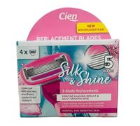 ark future Cien Silk 4 replacement blades - Each cartridge has 5 blades- Glide Coat with Aloe Vera, Shea Butter, Jojoba Oil & Vitamin E - For Normal & Sensitive Skin