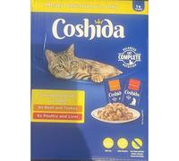 Ark Future Coshida Cat Food Pouches Adult in Jelly 12x100g - Complete Balanced Nutrition - Beef and Turkey & Poultry and Liver Mixed Selection - No Artificial Colours or Preservatives
