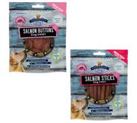 ark future Fisherman's Salmon Buttons & Salmon Sticks Dog Treats - (2 x 100g)