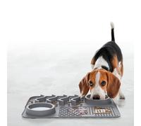 Ark Future Interactive Dog Feeding Mat 40 x 30 cm - Slow Feeder Licking Mat with Food & Water Bowls, Non-Slip, Dishwasher Safe, Mental Enrichment & Boredom Reduction for Dogs (Grey)