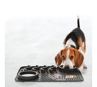 Ark Future Interactive Dog Feeding Mat 40 x 30 cm - Slow Feeder Licking Mat with Food & Water Bowls, Non-Slip, Dishwasher Safe, Mental Enrichment & Boredom Reduction for Dogs (Black)