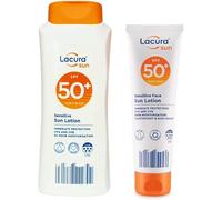 Ark Future Lacura Sensitive Sun Care Duo SPF 50+ | 250ml Bundle | Water Resistant Body Lotion 200ml + Lightweight Face Cream 50ml | 5 Star UVA Protection