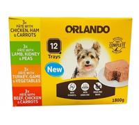 Ark future Orlando 12 Trays Dog Food Pâté Selection 1800g - Chicken Ham & Carrots | Lamb Kidney & Peas | Turkey Game & Vegetables | Beef, Chicken & Carrots | Grain Free Wet Dog Food