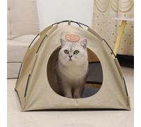 Ark Future Outdoor Cat House & Dog Tent - Waterproof Cooling Pet Shelter, Removable Washable Cushion, Portable for Travel, Park, & Indoor Use - Good for Cats & Small Dogs (Beige, 1 Pack)
