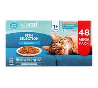 Ark Future Vitacat 100% Complete & Balanced Fish Selection in Jelly Cat Food 48 x 100g | Wet Cat Food Pouches for Adult Cats 1+ | Salmon, Trout, Coley, Whitefish | Omega 3 | Mega Pack