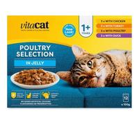 Ark Future Vitacat 100% Complete Wet Cat Food in Jelly Poultry Selection 12 x 100g - Chicken, Turkey, Duck, Poultry - Adult Cats 1+ Years - No Artificial Additives