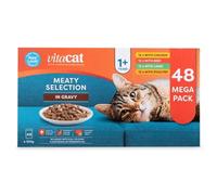 Ark Future VitaCat Food Pouches 48 x 100g Meaty Selection in Gravy - Complete Balanced Wet Food for Adult Cats - Chicken, Beef, Lamb, Poultry - No Added Artificial Colours or Flavourings