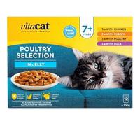 Ark future Vitacat Senior Cat Food 7+ Years - Poultry Selection in Jelly - 12 x 100g Pouches - Wet Cat Food with Chicken, Duck, Turkey & Poultry - Complete Meal for Older Cats