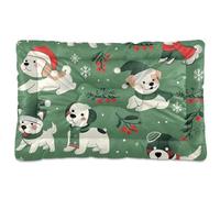 Ark Green Playful Pups Christmas Washable Dog Bed Mat Non-Slip Soft Comfortable Pet Kennel Beds for Medium/Large Dogs 36" x 24"