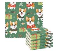 Ark Green Playful Pups Xmas microfiber towels for kitchen 6 Pack cotton tea towels decorative toallas para cocina decoracion 11x11in