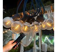 Ark Mat 30 Meters / 100ft - Garden Festoon Lights Outdoor Mains Powered - Remote Control - Warm 2200K Dimmable Shatterproof LED Bulbs - Waterproof Plug-in String Lights