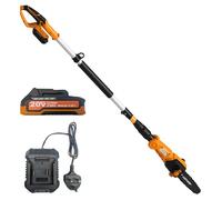Ark Mat Cordless Pole Saw with Battery & Charger - Electric Tree Pruner Extends to 2.4m, Lightweight Design, 200mm Adjustable Cutting Head with Heavy Duty 10mm Teeth, Telescopic Garden Branch Cutter