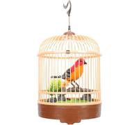 Ark Musical Bird in Cage Realistic Parakeet Toy Realistic Sound Activated Realistic Sounds Sound Activation Bird Cage Toy Roman Aquarium Decor Funny Bird Toy Sports Product Plastic